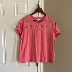 Time and Tru Peachy Pink Embellished Boxy Short Sleeve T-Shirt